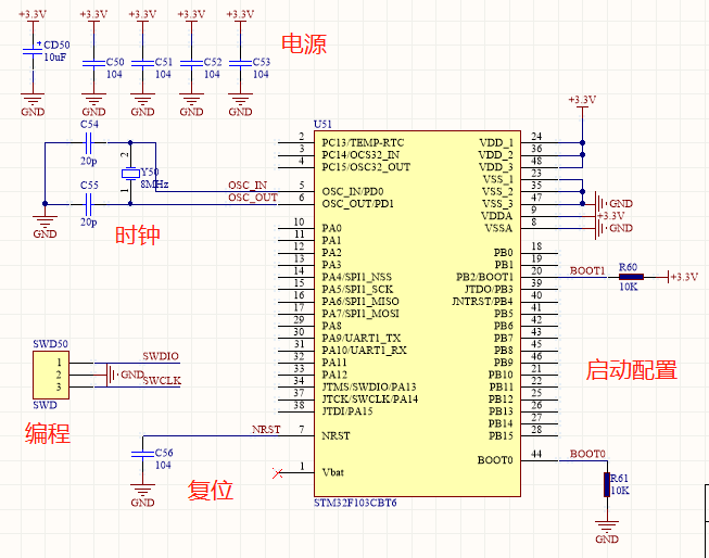 stm32单片机最小系统电路